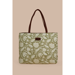 Sac fourre-tout vert matelassé en toile de coton fait main Vintage Valley pour un usage quotidien - Product Image 2