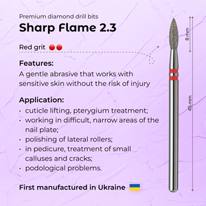 Diamond <b>Nail</b> Bit Sharp Flame 2.3 mm Red Grit High-Performance Unique Excellent Cuticle Tools - Product Image 3
