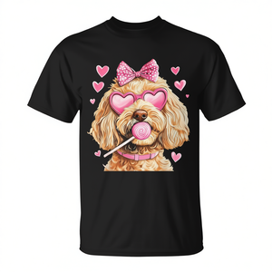 Camiseta de mujer Goldendoodle Coquette para el día de San Valentín, elegante diseño Golden Doodle para ocasiones especiales - Product Image 2