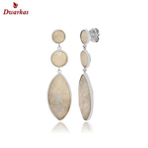 คุณภาพสูง925เงินสเตอร์ลิงหยกสีเขียวธรรมชาติขนาดใหญ่ตุ้มหูแบบห้อยสำหรับสุภาพสตรีและสตรี - Product Image 3