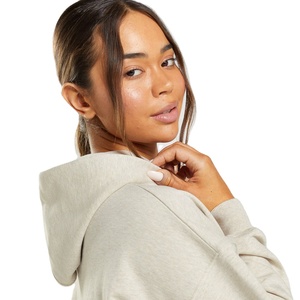 เสื้อฮู้ดไหมพรมโอเวอร์ไซส์สำหรับผู้หญิง ทรงหลวม ป้องกันขนร่วง ไหล่ตก ไซส์พลัส สปอร์ตแวร์แบบสวมใส่สบาย สีพื้น - Product Image 3