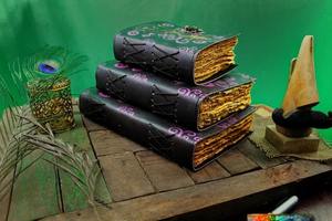 สมุดปกหนัง A3วินเทจแบบเกลียวผูกกับสมุดสเก็ตช์เปล่าพิมพ์ลาย Wiccan Pagan ของขวัญครบรอบการเดินทางอานที่มีผลผูกพัน - Product Image 3