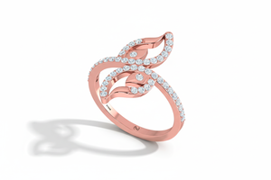 Anillo de Compromiso de Hoja con Diamantes Naturales y Oro de 14K para Mujer - Product Image 3