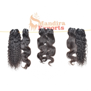 Raw Indian Natural Color Virgin Hair Double Weft Machine <b>Curly</b> Bundles Black Women's Temple Human Hair <b>Extensions</b> - Product Image 1