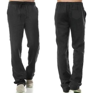 2025 nouveaux hommes coton lin pantalon automne respirant coupe-vent couleur unie pantalon Fitness Streetwear poche arrière de haute qualité - Product Image 4