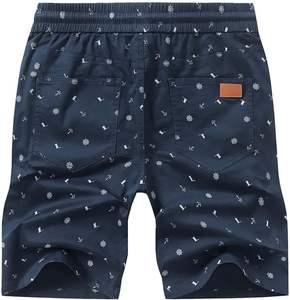 Short de golf en sergé extensible d'été à cordon de serrage en coton pour hommes, motif solide, techniques brodées numériques - Product Image 4
