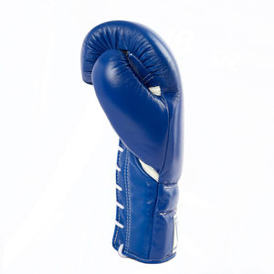 Fabricant de gants de boxe bleus sur mesure Gants de boxe à lacets pour l'entraînement professionnel Gants de boxe de combat professionnels en cuir véritable - Product Image 2