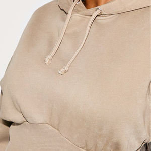 À la mode femmes sweat à capuche décontracté sweat doux polaire tissu automne hiver Streetwear à capuche Logo personnalisé en gros haut pour femme - Product Image 5