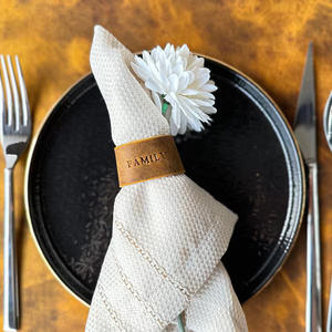 2025 anneaux de serviette en cuir faits à la main de concepteur de luxe meilleure qualité anneaux de serviette décoratifs de table-vente en gros - Product Image 2