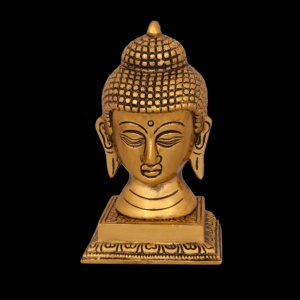 Statue de visage de bouddha en métal sculpté à la main avec support pour la décoration de la maison, Figurine de visage de bouddha pour la décoration de bureau - Product Image 2