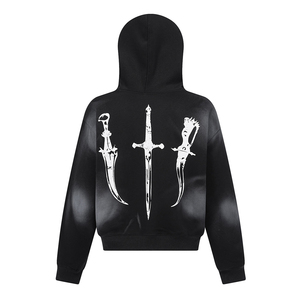 Acid Washed Custom Streetwear Hoodies <b>Jackets</b> Sun Faded Unisex High Quality Dtg Print Cropped Zip up <b>Camo</b> Hoodies for <b>Men's</b> - Product Image 4