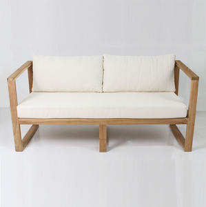 Modern Minimalist Solid Teak Wood <b>Sofa</b> Natural Finish Two Seat <b>Lounge</b> Couch for Hotel Villa Living Room Dining Eco-Friendly - Product Image 2