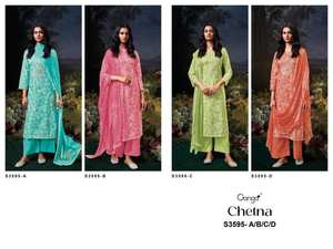 ผ้าคอตตอนพิมพ์ลายปักสไตล์ซาลวาร์ Kameez แคตตาล็อกแบบเต็มชุดสำหรับงานปาร์ตี้สไตล์อินเดียเสื้อผ้าปากีสถาน - Product Image 5