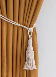 Attache de rideau, attaches de rideau à pompons, attaches de rideau luxueuses en ivoire avec pompons, attaches de rideau, attaches de rideau en macramé crème - Product Image 4
