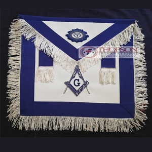 Premium Blue Lodge maçonnique Regalia fait à la main brodé tablier col Patch Premium coton cuir couture couture - Product Image 2