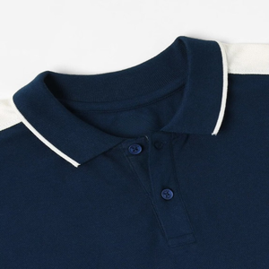 Camiseta de verano de corte regular para hombre, camiseta de polo, tejido de punto de algodón transpirable, color sólido con diseño de bloques de colores - Product Image 5