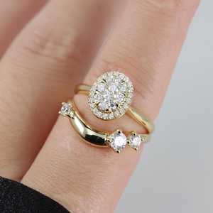 Anillo de Halo de oro macizo de 14 quilates con anillo de diamante de corte brillante redondo cultivado en laboratorio VS1, joyería fina para regalo perfecto de boda o fiesta - Product Image 5