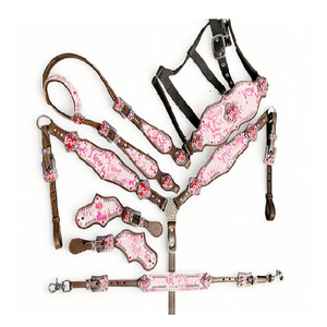 Impreso I Love You Inlay con Love Coaches Argentina Cuero de vaca Western Headstall Equitación Western Personalizar Headstall - Product Image 1