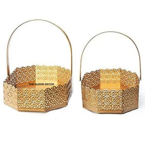 Panier de service décoratif en métal doré, panier à fruits en fil de fer, nouveau design, panier en fil de fer pour la maison, l'hôtel, la table - Product Image 2