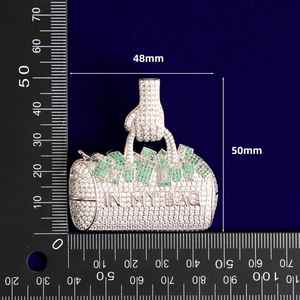 Collar con Colgante de Bolsa de Dinero para Hombre, con Microincrustaciones de Zirconia, Diseño 3D, Joyería para Raperos, Regalo - Product Image 2