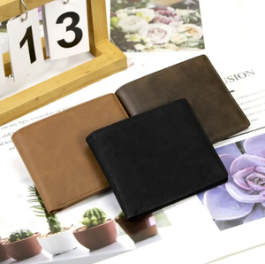 OEM 2025 High Quality Lightweight <b>Men's</b> <b>Bifold</b> <b>Wallet</b> Short Length Genuine <b>Leather</b> with Custom Logo Fold Closure Wholesale Price - Product Image 1