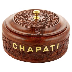 Casserole de stockage et de service Chapati de forme ronde en bois d'acacia de haute qualité du fabricant indien à bas prix - Product Image 3