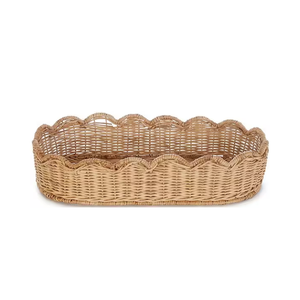 Nuevo artículo Boho estilo ratán festoneado bandeja para servir comida de mimbre bandeja para servir restaurante al por mayor de Vietnam - Product Image 1