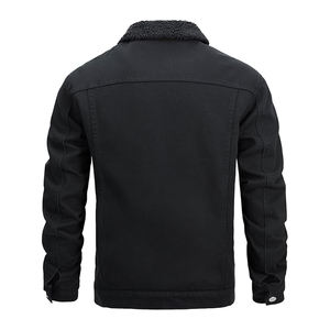 Veste en jean pour homme écologique personnalisée - 100% coton, coupe-vent, respirante, antibactérienne, doublure en fausse fourrure, lavage à l'acide, devant droit - Product Image 2
