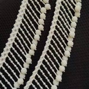 Handmade 90cm Long 3inch Wide Pearl Beads Beaded Fringe, <b>Black</b>, White Pearl Beads Beaded Fringe, <b>Lampshade</b> Fringe - Product Image 3