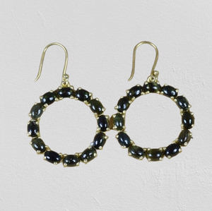 Pendientes Colgantes de Plata de Ley 925 con Baño de Oro y Turmalina, Joyería Hecha a Mano, Regalo de Cumpleaños para Mujer - Product Image 1