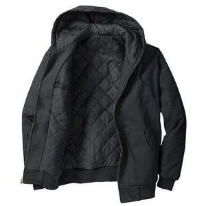 Sudadera con capucha térmica de forro polar grueso para hombre, 100% poliéster, ecológica, negra con forro gris - Product Image 3