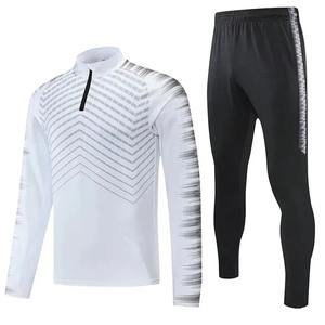 Male Training Shorts Set Jerseys Men's Sports Set Football Training Tracksuit Long Sleeve Jerseys <b>Zipper</b> Tops and Pants - Product Image 3