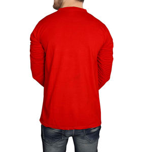2025 OEM hommes vêtements solide tricot à manches longues couleur rouge T-Shirt tissu de coton lourd bon prix de vente - Product Image 2