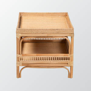 โต๊ะกาแฟหวายธรรมชาติสไตล์โบฮีเมียนชุดแปลงสภาพสไตล์บ้านไร่ด้วยหินอ่อนสำหรับห้องนั่งเล่นหรือทางเข้า - Product Image 2