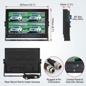 Moniteur AHD IPS 9 pouces avec affichage partagé en 2 parties | Caméra de recul DVR 1080P <span class=keywords><strong>pour</strong></span> <span class=keywords><strong>camping</strong></span>-<span class=keywords><strong>car</strong></span>, moissonneuse-batteuse, camion poubelle - Product Image 3