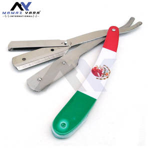 Navaja de Afeitar Clásica para Afeitado en Húmedo con Mango de Bandera Mexicana, Navajas de Afeitar Rectas de Calidad Superior, Navajas Personalizadas - Product Image 1