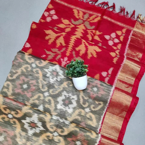 ส่าหรีผ้าฝ้ายผ้าไหม ikkat ที่สวยงาม - Product Image 1