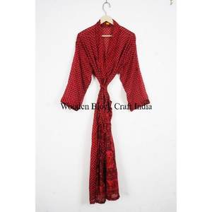 Vintage <b>Silk</b> Sari <b>Kimono</b> Hot Beach Wear Women Floral Printed <b>Kimono</b> Robe Sexy <b>Silk</b> Robes Summer Dress Nightwear Bathrobe - Product Image 1