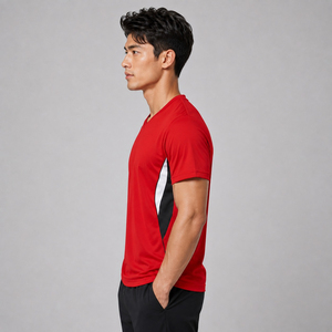 T-shirt homme col en V, manches courtes, coupe slim, extensible, sport, gym, musculation, avec livraison et expédition. - Product Image 2