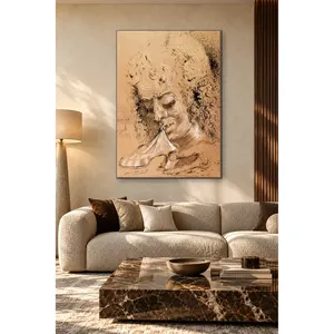 Fida Dali, visage barbu mordant une chaussure, impression sur toile - Product Image 4
