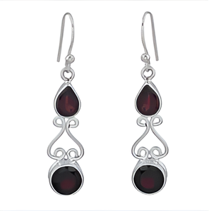 Belle pierre précieuse grenat rouge 925 argent Sterling Vintage boucles d'oreilles bijoux plaqué argent boucle d'oreille à la mode pour les femmes. - Product Image 6