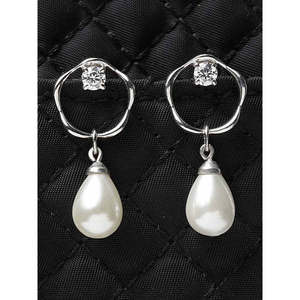 Boucles d'oreilles CLARA en argent sterling 925 avec perles Sara, plaquées rhodium, avec zircone suisse, fermoir à vis, cadeau pour femmes et filles - Product Image 2