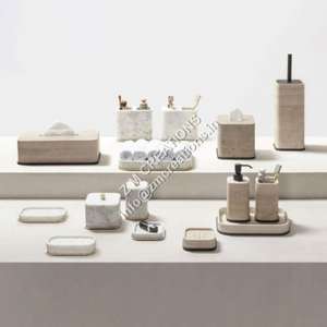 Ensemble de salle de bain cinq pièces en marbre moderne de haute qualité fait à la main étanche facile à nettoyer organisateur de décoration pour la maison - Product Image 5