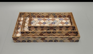 Bandejas impresas de madera MDF natural de alta calidad 2 juegos de bandejas de servicio para cafeterías y cafeterías Brunch disponibles en cantidad a granel - Product Image 4