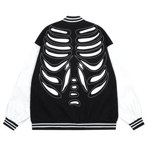 Veste Streetwear universitaire OEM de style squelette pour hommes en laine de qualité supérieure avec col montant manches longues veste chaude et respirante - Product Image 5