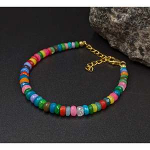 Multi-Color 18K Gold Filled Ethiopian <b>Opal</b> <b>Bracelet</b> Disco <b>Opal</b> Beaded Bangles with Diamond Pearl Alloy Material for Parties - Product Image 2
