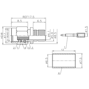 Высококачественный латунный разъем <span class=keywords><strong>SMA</strong></span>-J4 (штекер) для кабеля RG59 - Product Image 4