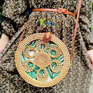Mother of Pearl Inlay Rattan <b>Bag</b> Shell Inlaid Rattan Purse - Product Image 2