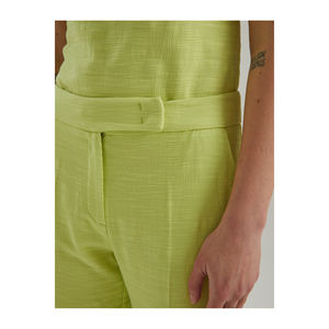 Chiffon Anti-Wrinkle Vintage Leopard Embroidered Regular Fit <b>Boot</b> Cut <b>Pants</b> for Women - Product Image 5