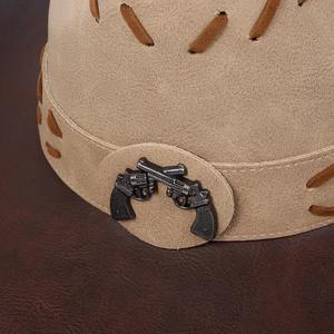 Sombrero de vaquero clásico occidental para hombre, gorra de vaquera para mujer, Sombrero informal negro de piel sintética para exteriores para Hombre con cuerda a prueba de viento - Product Image 3